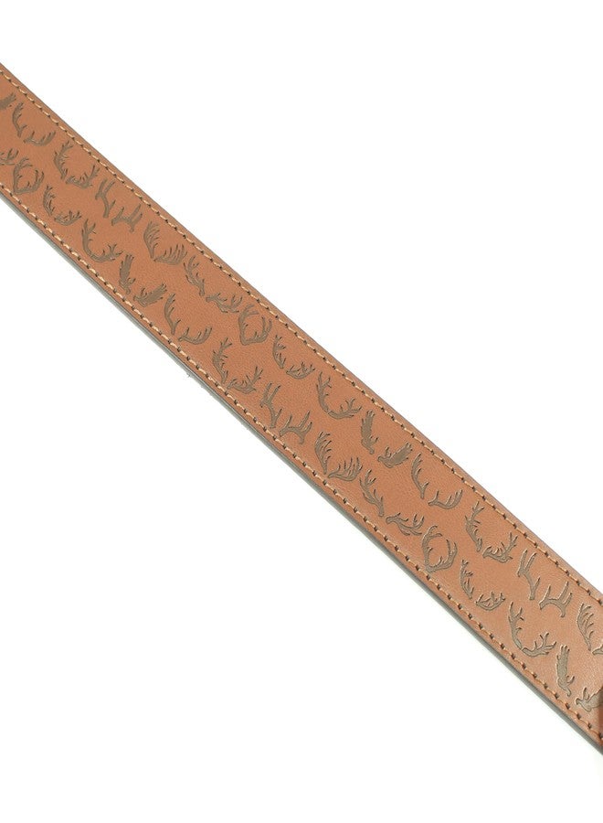 BC Belts حزام من الجلد مع مشبك معدني بعرض 1.5 بوصة مزود بأزرار كبس - حامل صيد على شكل غزال أو أيل أو موس (بني - كبير) - Image 4